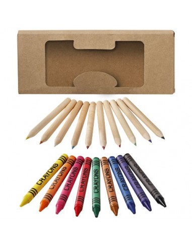 Kit de crayons et crayons gras colores 19 pieces Lucky