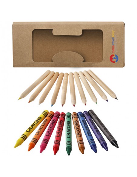 Kit de crayons et crayons gras colores 19 pieces Lucky