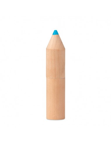 6 crayons publicitaires dans un étui en bois